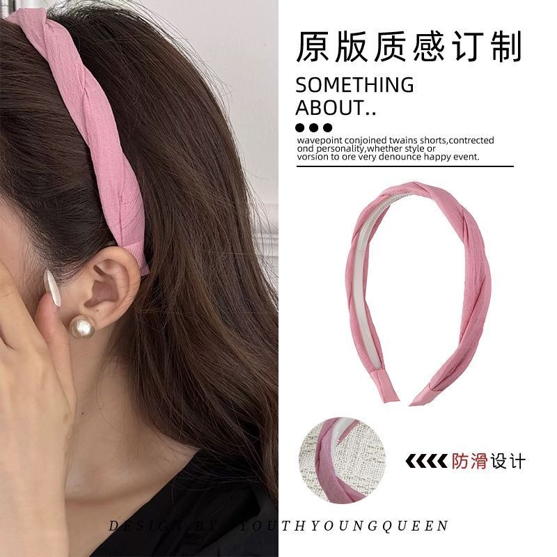 Sweet and elegant twisted cross-press hair band, women's facial cleansing headband 2025, high top hairpin, versatile for going out details Picture