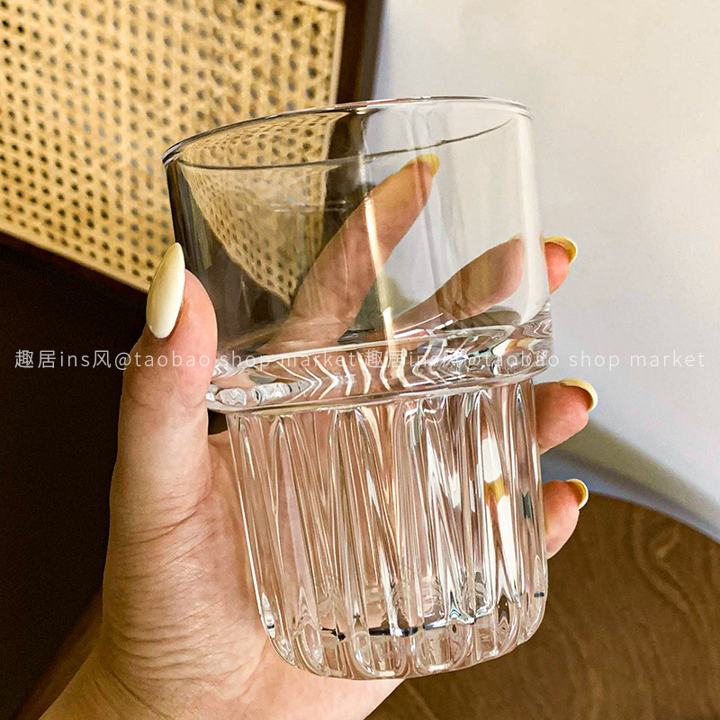 Ins-style creative stacked cups, glass cups, home living room, coffee shop, high appearance level, milkshake, latte, coffee cups details Picture