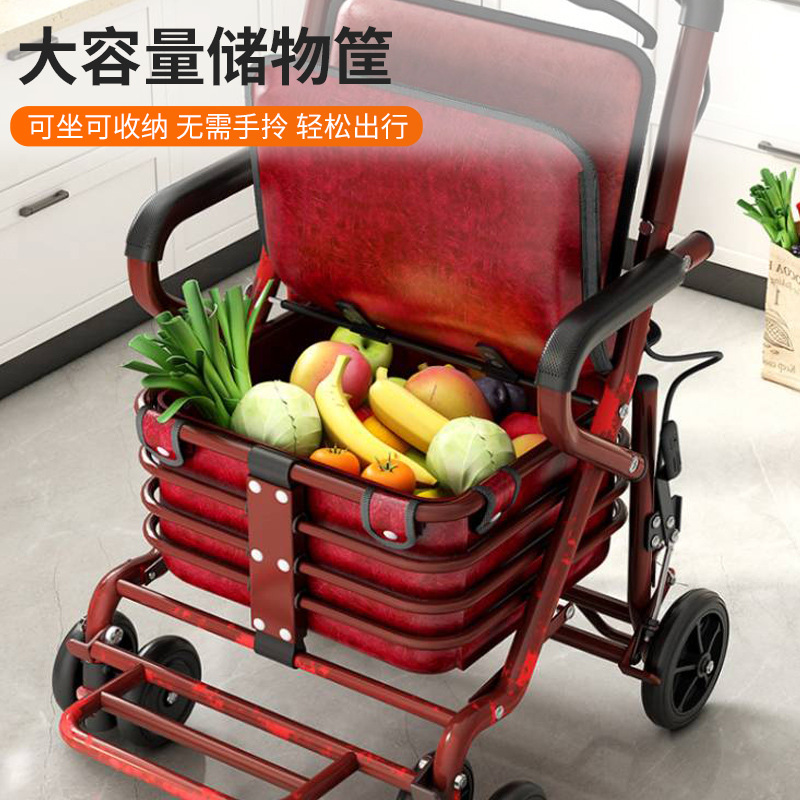 The elderly person's hand-pushed mobility scooter can be pushed or sat on. The folding trolley is portable for home use and can prevent falls when going out for shopping and buying vegetables Application Scenario