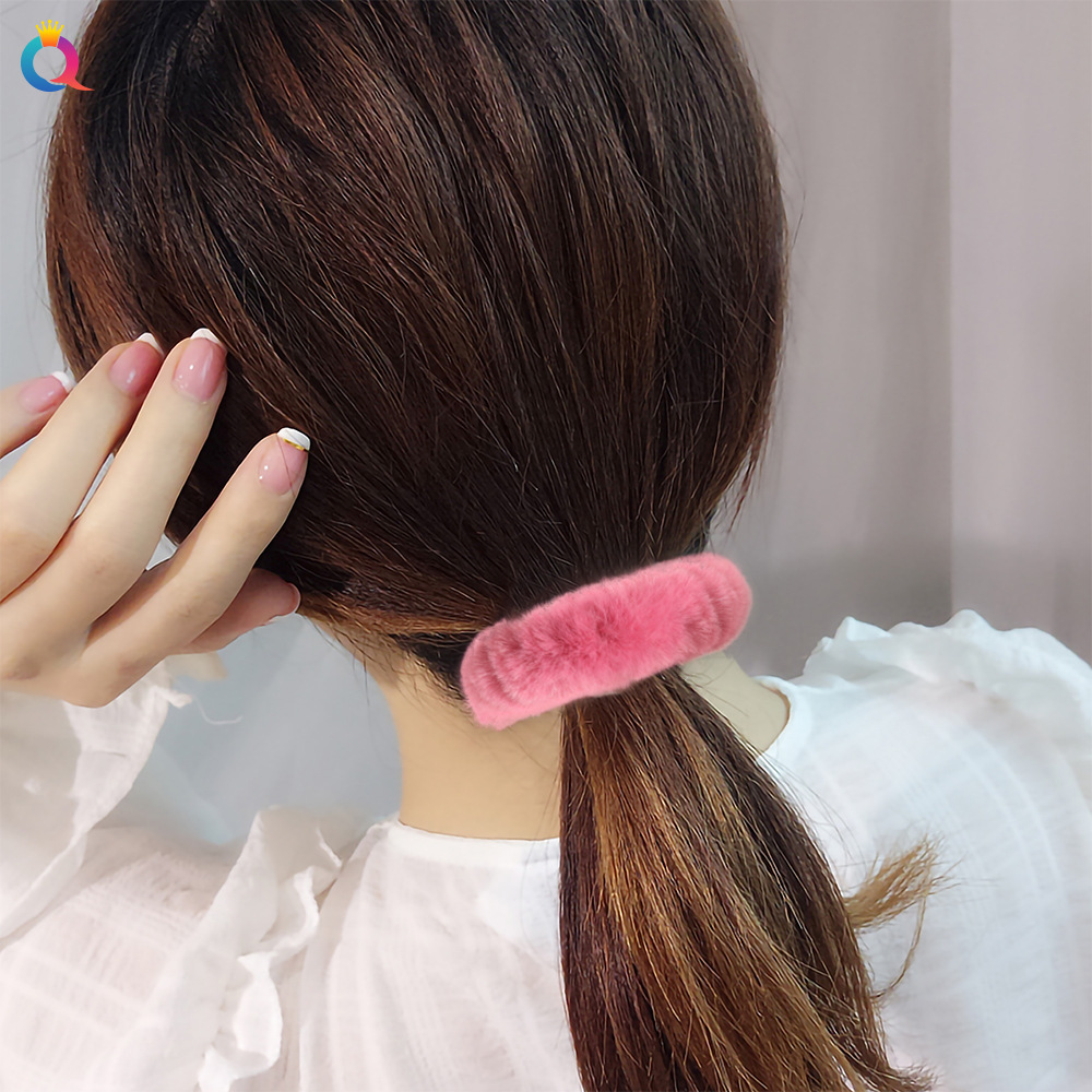 Qiyue's new autumn and winter collection features candy-colored plush seamless hair ties, sweet forest-style large intestine hair bands, and large intestine hair band accessories details Picture