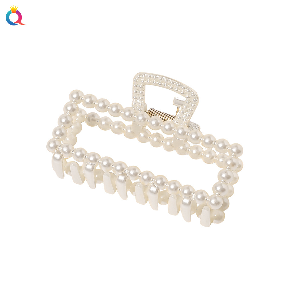Qiyue Cross-border updo Pearl Clip, elegant, simple and fashionable hair clip, hair clip, hollowed-out geometric top clip, side clip, hair accessory Item Picture