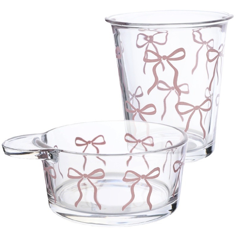 Dessert cup, InS-style bow cup and bowl set, glass cup, cold brew cup, girlish salad bowl, fruit dessert bowl Item Picture