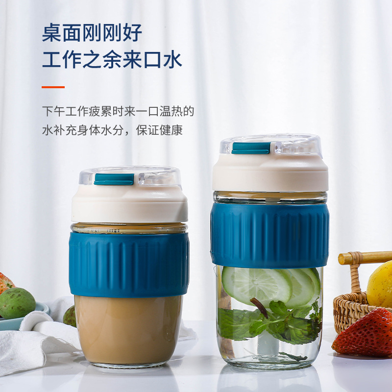 Wholesale new glass double-drink cups, coffee and milk cups, opening promotion gifts, female student drinking cups with logo printing Specification drawing