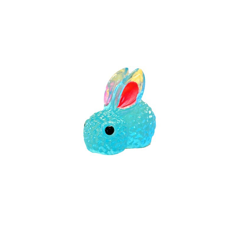 Rabbit small figurines, simulation creative micro-landscape resin accessories, luminous cartoon animal luminous decorative ornaments Item Picture