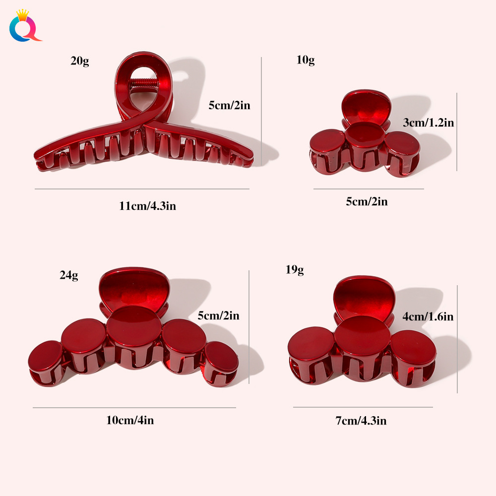 Qiyue New Year Hair Accessories - Red hair clips, festive grab clips, updo hair, shark hair clips, grab children's New Year accessories wholesale Specification drawing
