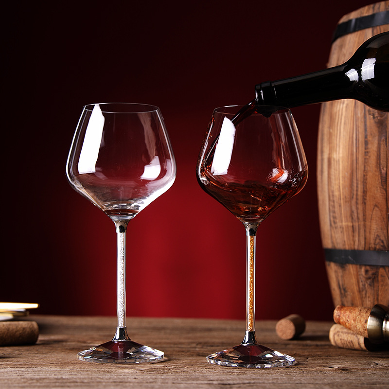 Crystal glass wine glasses, diamond Burgundy wine glasses, champagne glasses, wine set, highball glasses with LOGO printing details Picture
