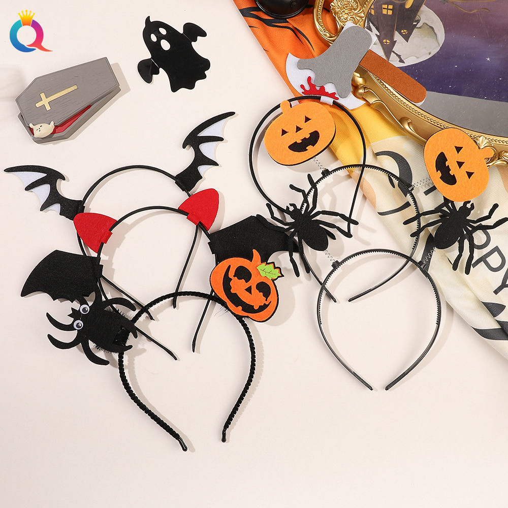 Qiyue European and American Halloween hair accessories, skull clips, masquerade balls, duckbill clips, devil hair bands, holiday headwear wholesale full figure