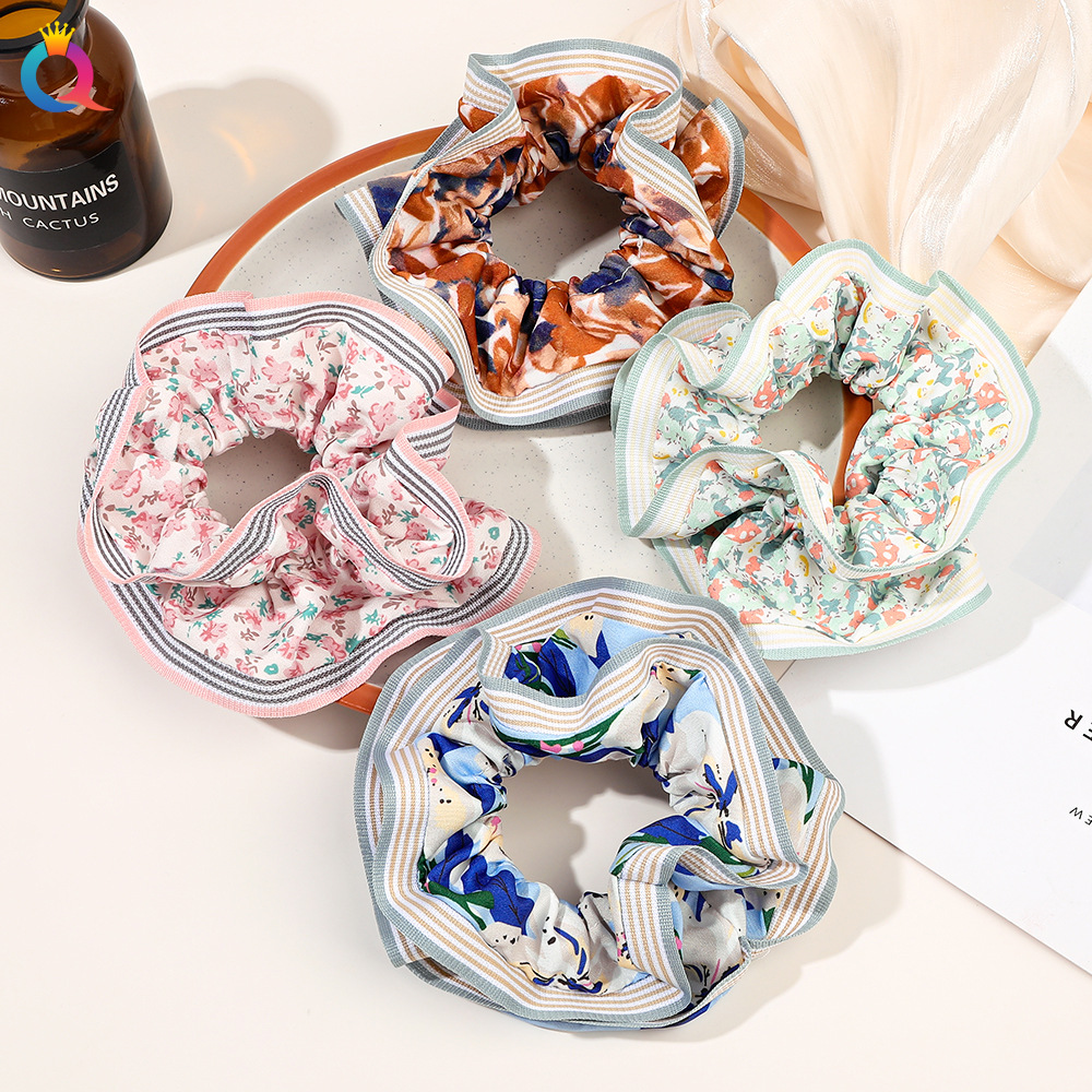 Qiyue Sweet Floral Large Intestine Hair band, high-end hair tie, large intestine hair band, leather band, hair tie, women's hair accessories wholesale full figure