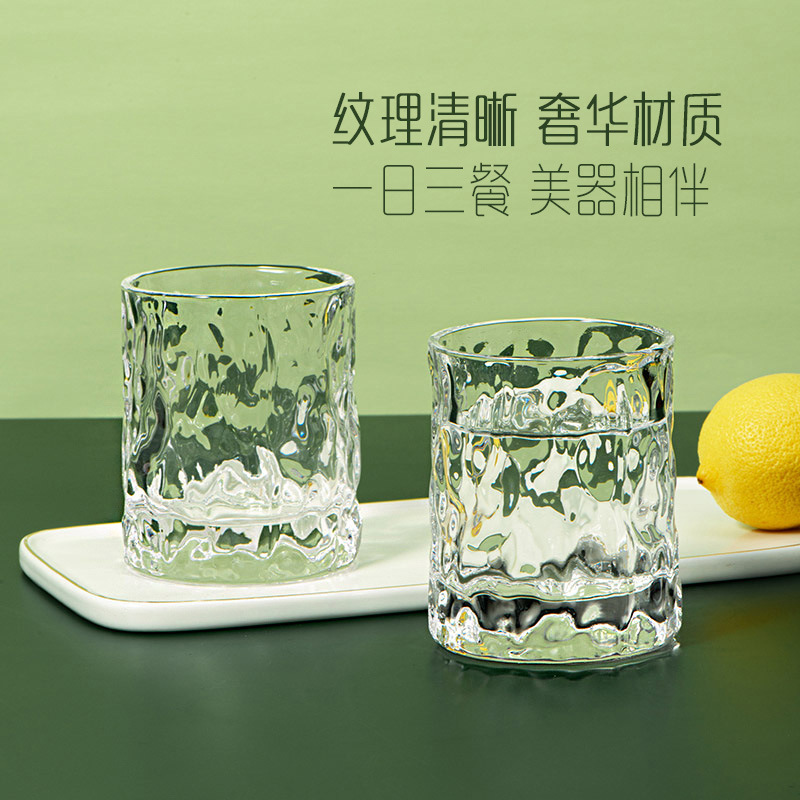 Simple Japanese wine glasses, ins tree-patterned glass, glass water glass, Japanese hammer-patterned tea cups, Western-style wine glasses, whisky wine glasses details Picture
