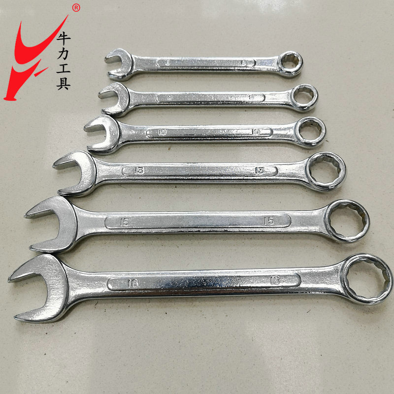 Niu Li chrome-plated forged plum blossom opening dual-purpose wrench, a multi-functional household manual auto repair and garden hardware tool full figure