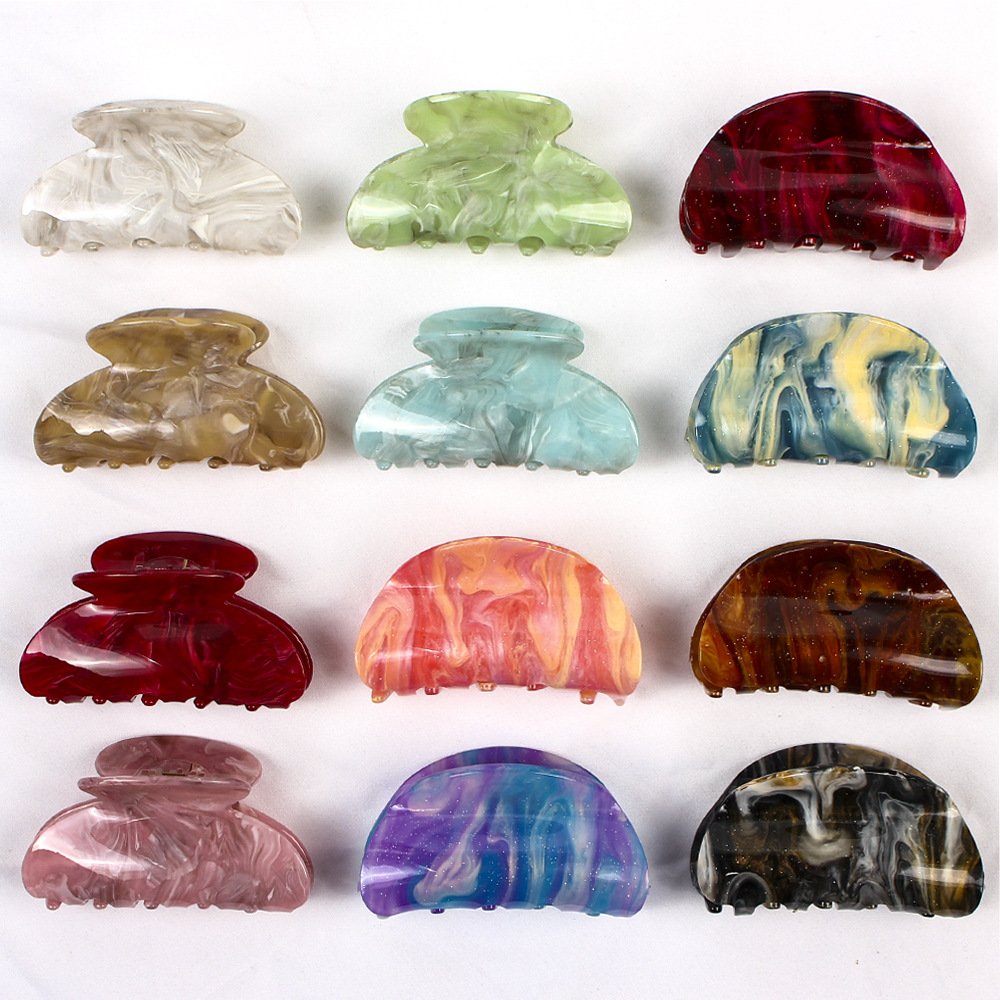 Wholesale of Qiyue Cross-border Korean version hair clips, candy color plates, hair clips, acetate shark clips, acrylic grab clips, and hair accessories full figure