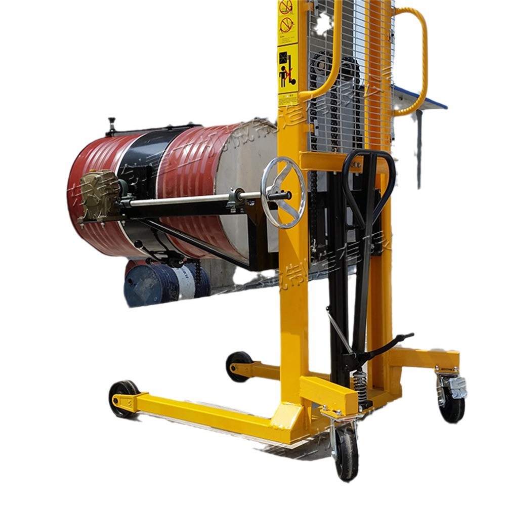 Hand-pushed plastic drum elevator, electric oil drum and iron drum transporter, clamp-type filling oil drum stacker Item Picture