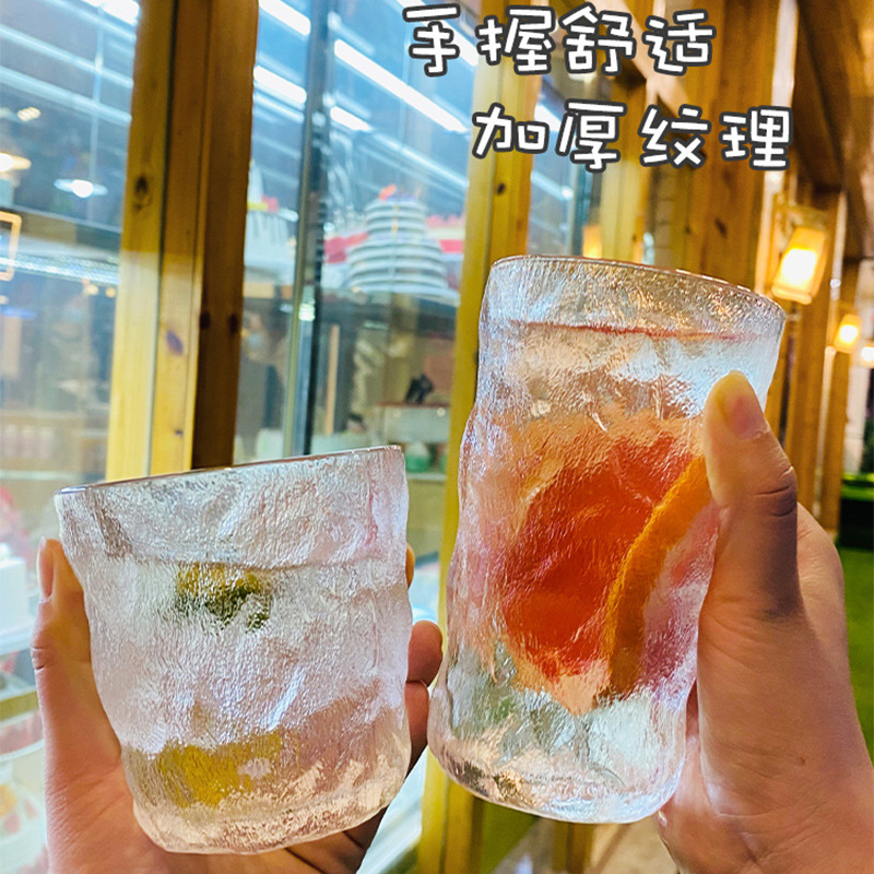 Japanese glacier cups, high-appearation-level glass cups, wholesale water cups, popular beer mugs, tree-patterned juice cups, and souvenir cups details Picture