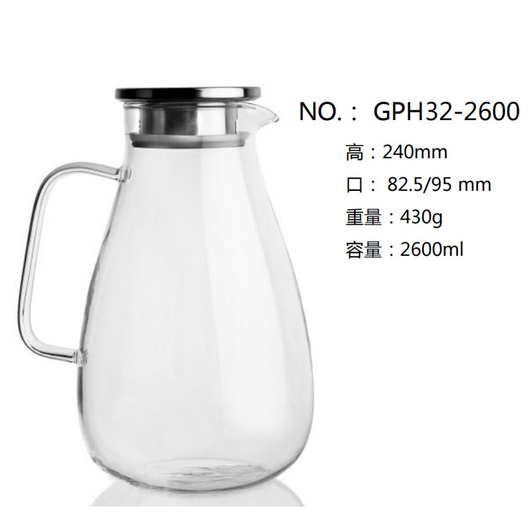 Green apple large-capacity high borosilicate glass kettle, heat and cold water kettle, juice and beverage kettle, creative dudu kettle GPH32 details Picture