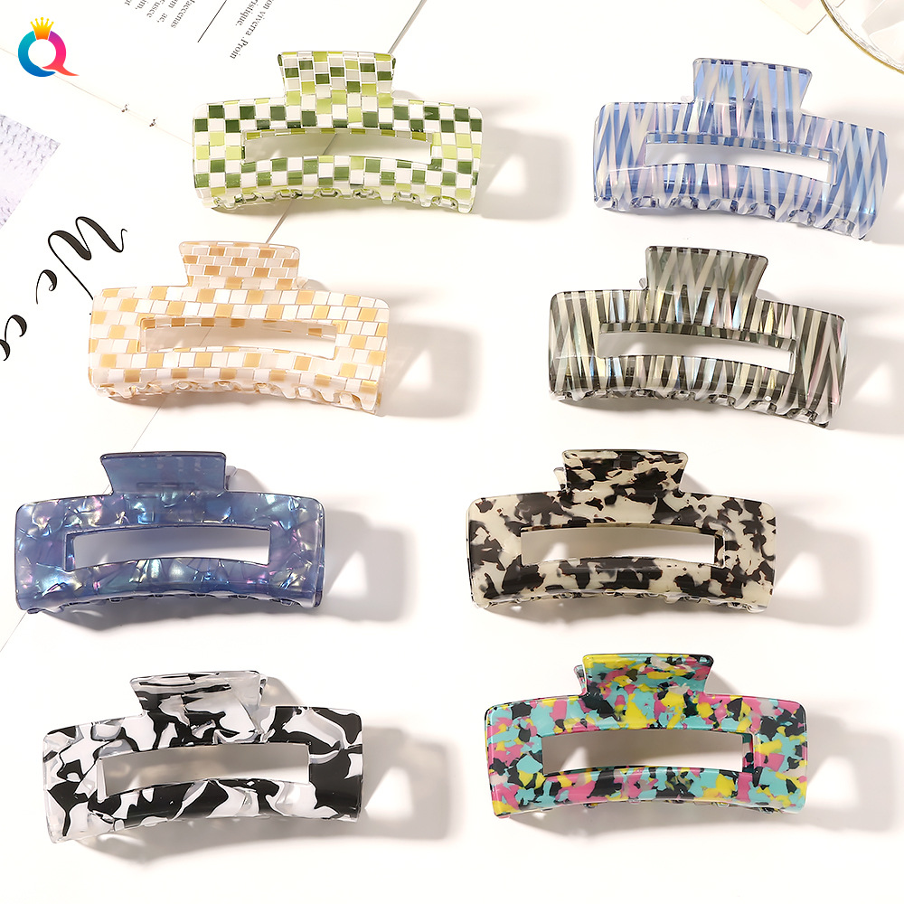 Qiyue Korean-style new acetic acid hair clips, ladies' hair grippers, face wash and bath plates, hair claw clips, back head grippers, hair accessories full figure