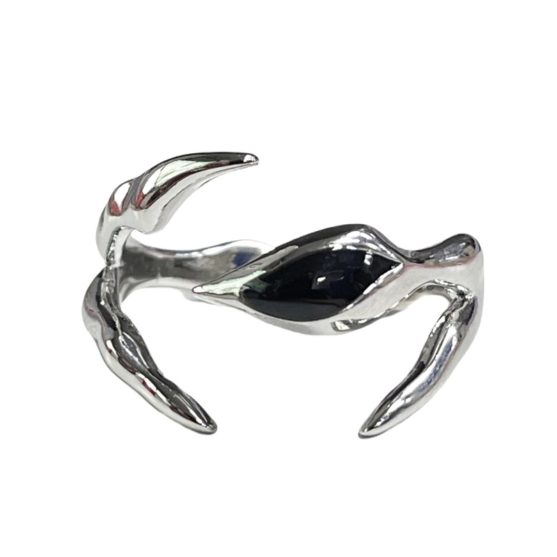 Irregular-shaped original open ring with drip glaze, feminine androgynous style, ins cold style, layer-worn, simple and elegant ring Item Picture