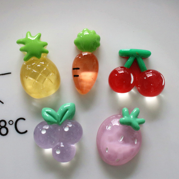 Transparent fruit resin accessories, cherry and strawberry diy hair accessories, hair clip materials, children's rings, handcrafted materials full figure