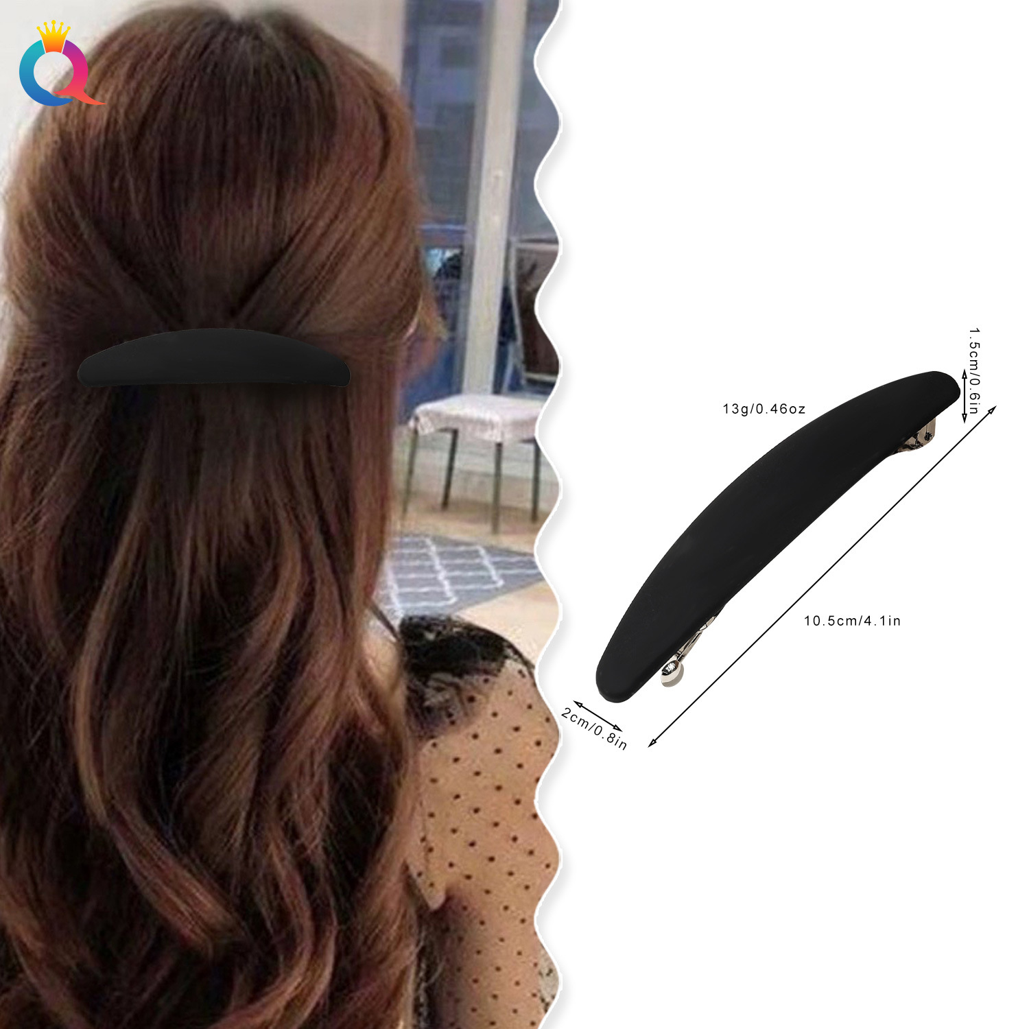 Qiyue Oval matte spring Clip, one-and-a-half-length hair bun, hair clip, ins high-end style hair clip, hair accessory and headwear wholesale details Picture