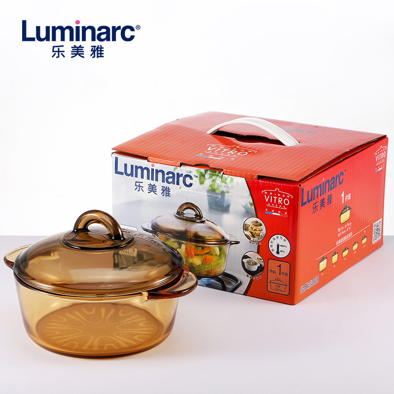 European classic amber pot, hot pot, tempered glass, straight hot pot, microwave oven, available in single gift box packaging full figure