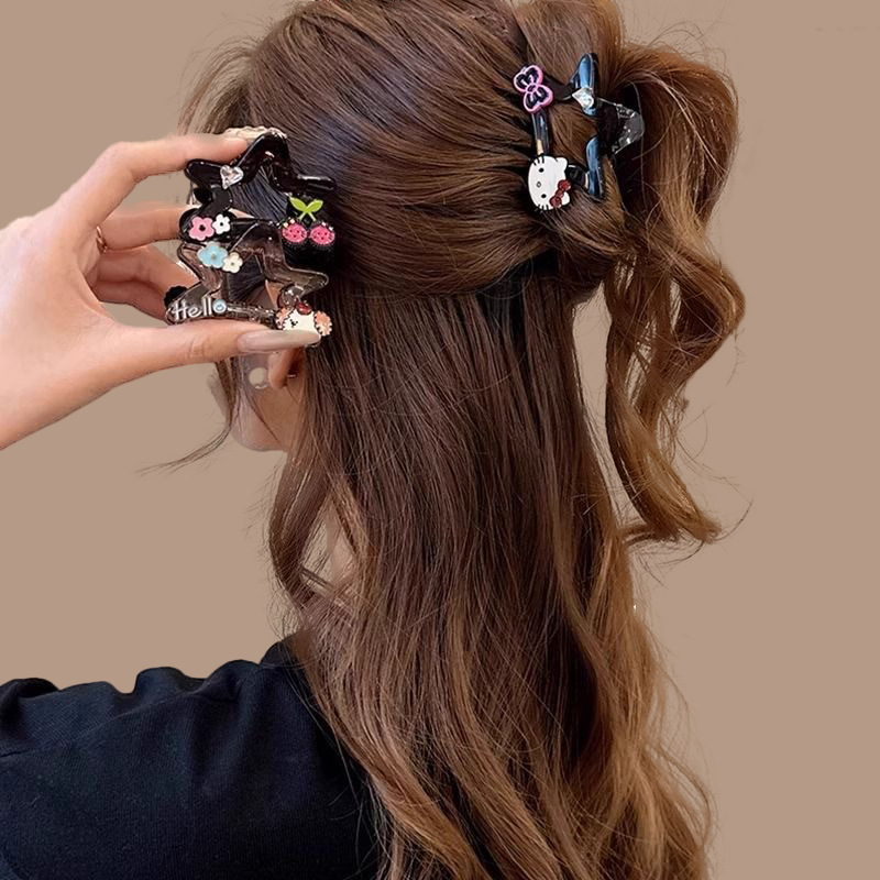 Shark hair clips for women with a high-end look, colorful letter cherry five-pointed star headwear, hair clips at the back of the head, and hair curls details Picture