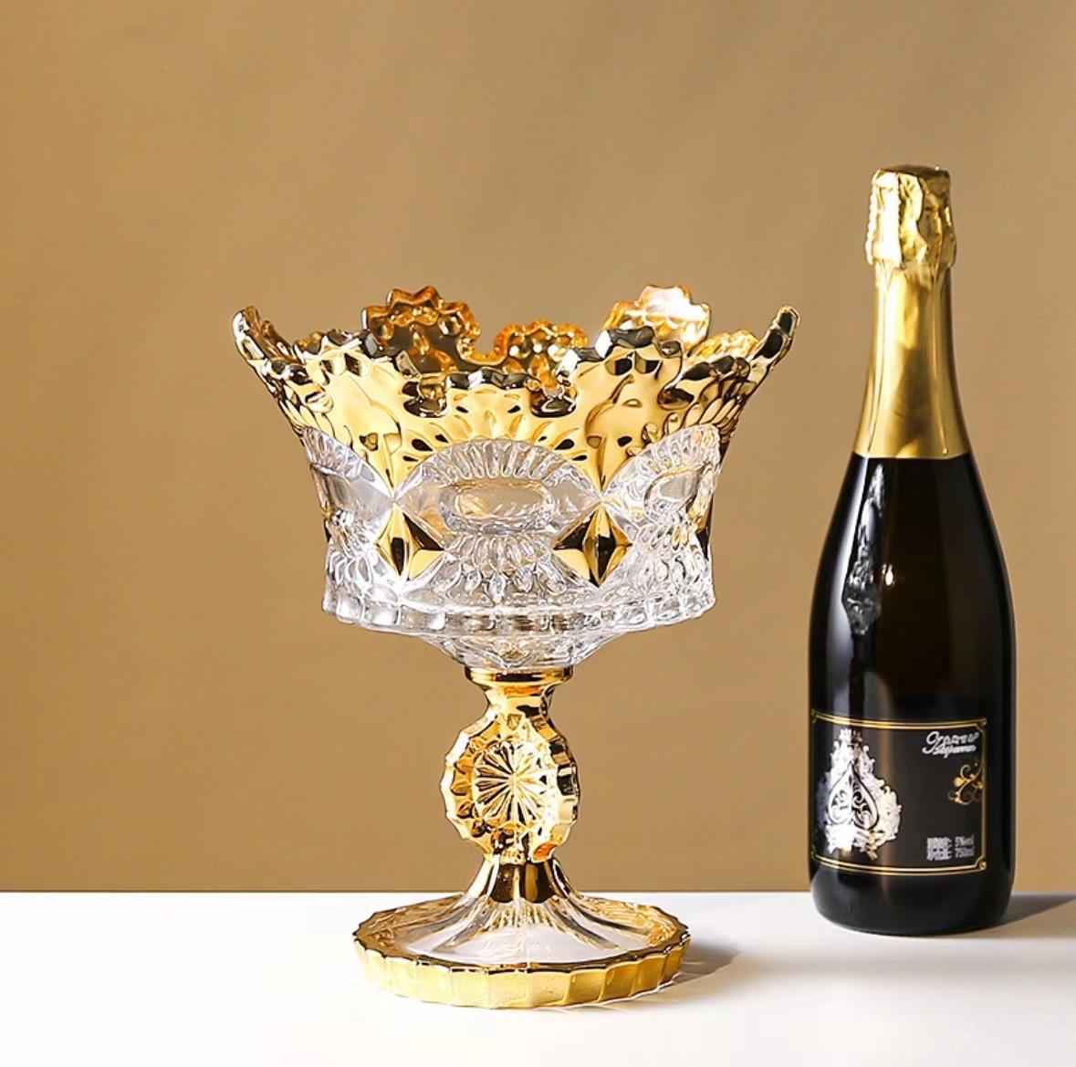 Enamel-colored crown fruit bowl, court-style European-style high-legged fruit plate, exquisite living room decoration and storage items details Picture