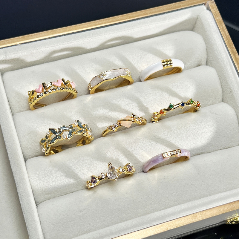 【 Fairy Tale on Fingertips 】 Colorful Enamel oil Drip butterfly Opening ring, a unique and high-end design for women Specification drawing