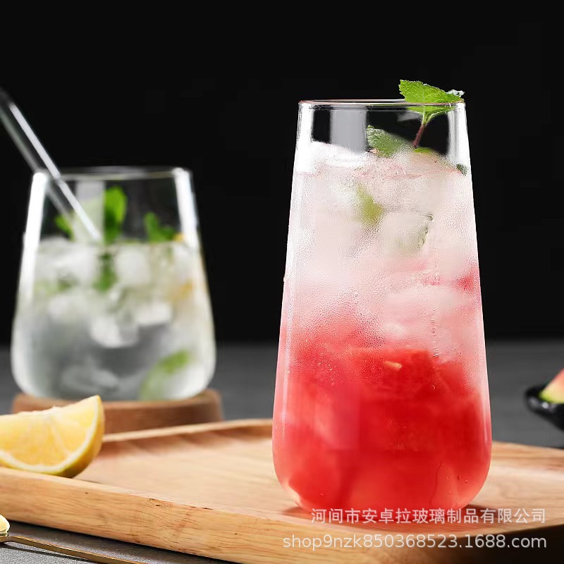 Customized Nordic minimalist transparent water cups, household glass cups, milk cups, juice cups, coffee cups, and water drop cups Application Scenario