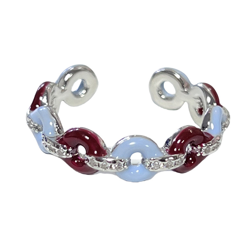 Korean Ankela red drip glaze fashionable niche ring for women, retro layering style, whitening and elegant exquisite index finger ring Item Picture