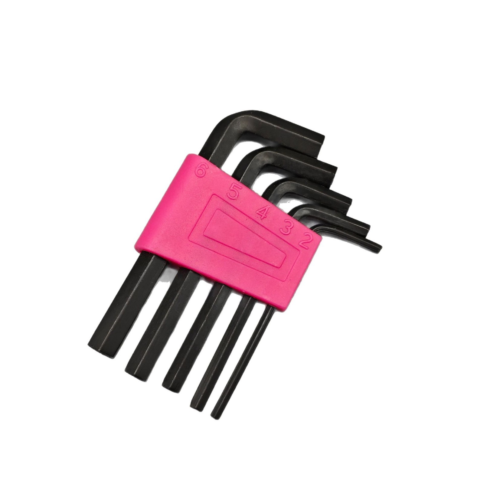 L-shaped short flat-head hex socket wrench, metric pink 5-piece set, black-plated inner hexagonal and inner hexagonal screwdriver, hex key Item Picture