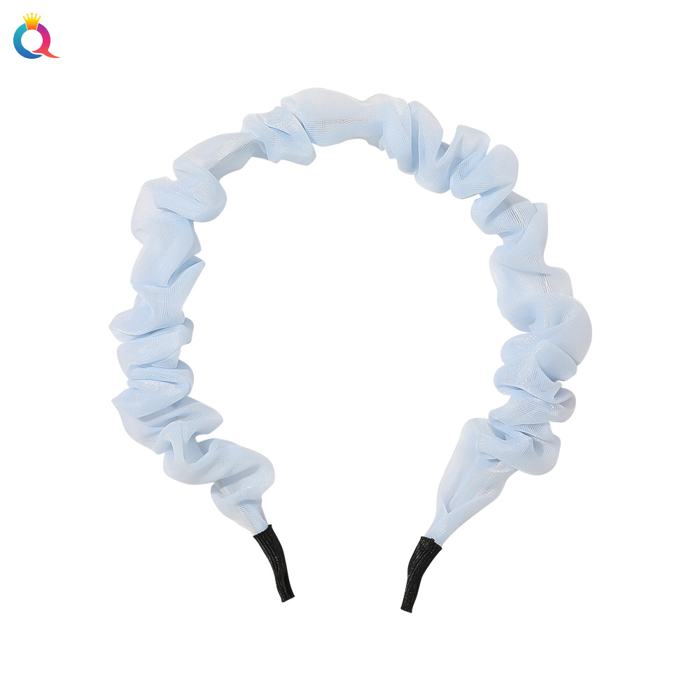 The new simple and elegant pleated lace headband from Qiyue Girls is a versatile and fairy-like solid-color organza hair band Item Picture