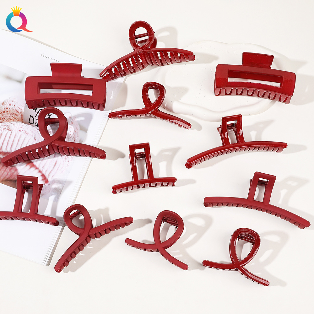Qiyue New Year Red Hair clip, high-end style, women's back head updo, shark clip, headwear and hair accessories wholesale full figure