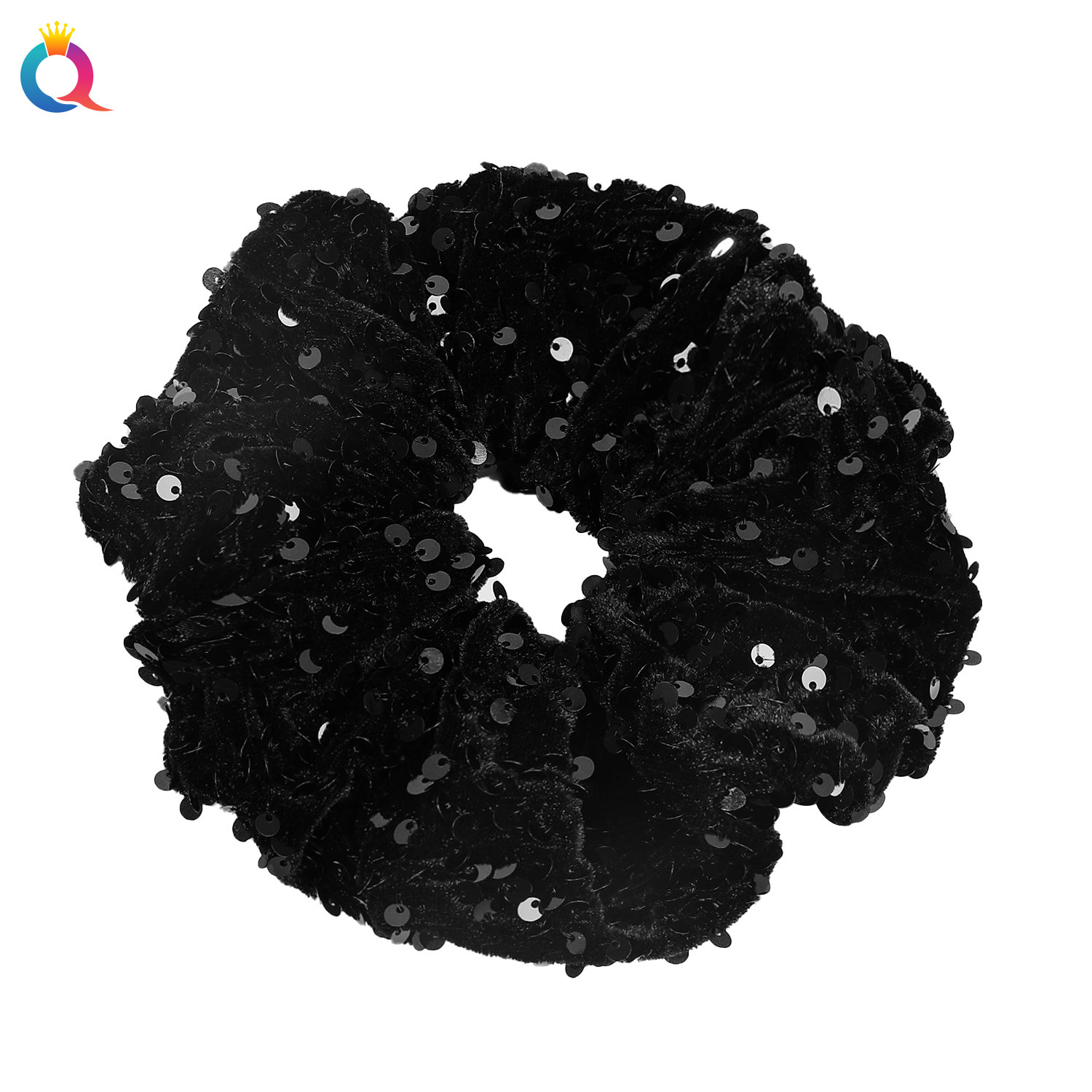 Qiyue Cross-border Velvet Sequin Large Intestine Hair Band Headwear, High elasticity Hair Tie, hair tie, leather band hair accessories wholesale Item Picture