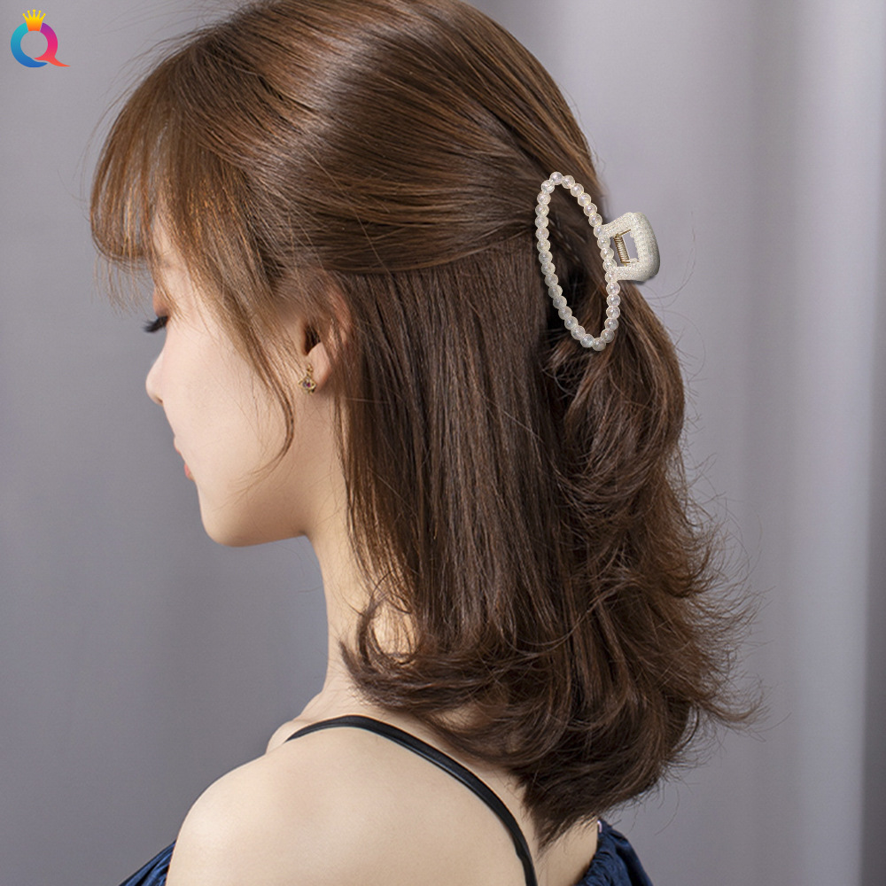 Qiyue Korean elegant style AB color hair clip at the back of the head, Doudou hair clip, grappling clip headwear, large shark clip for women details Picture