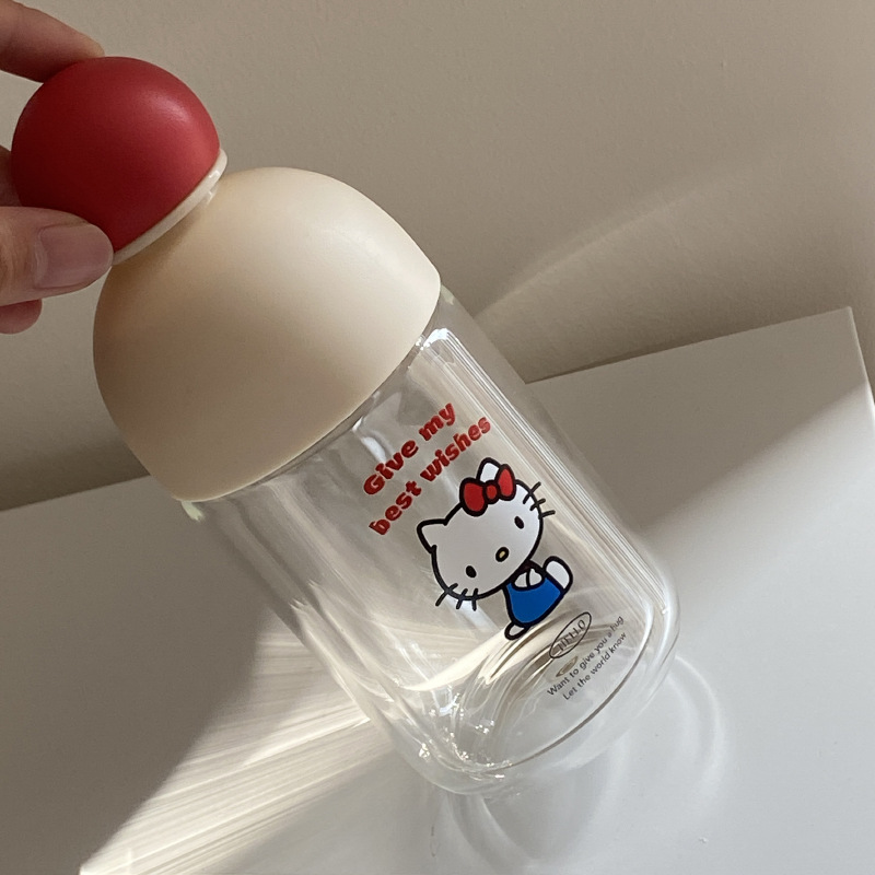 A cute kt sealed car simple and portable cup with a red nose, a heat-resistant gift of 220ml details Picture