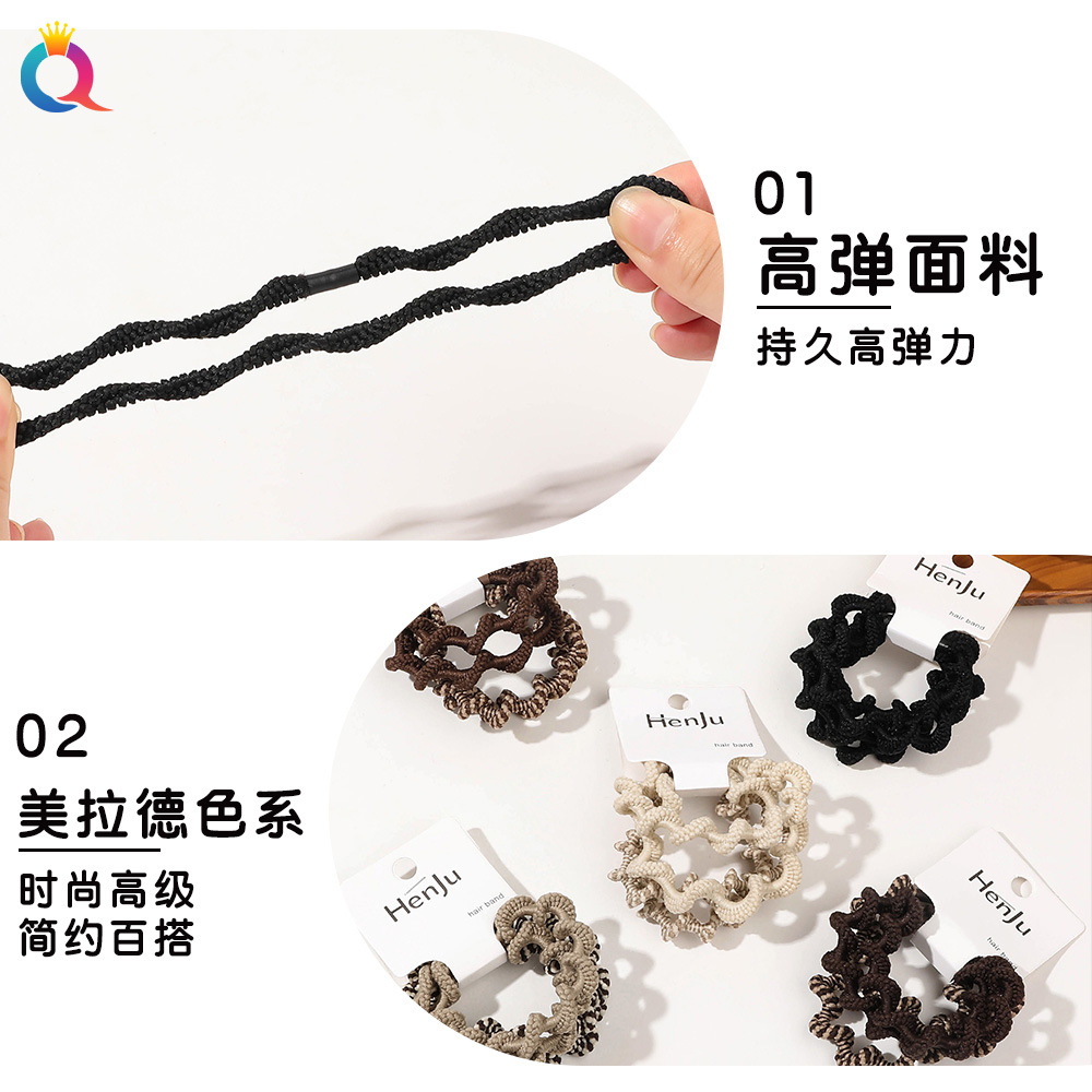 Wholesale of Qiyue Cross-border Set color series hair ties, women's hair ties, twisted hair bands, high-elasticity rubber bands, hair ties and hair accessories Specification drawing