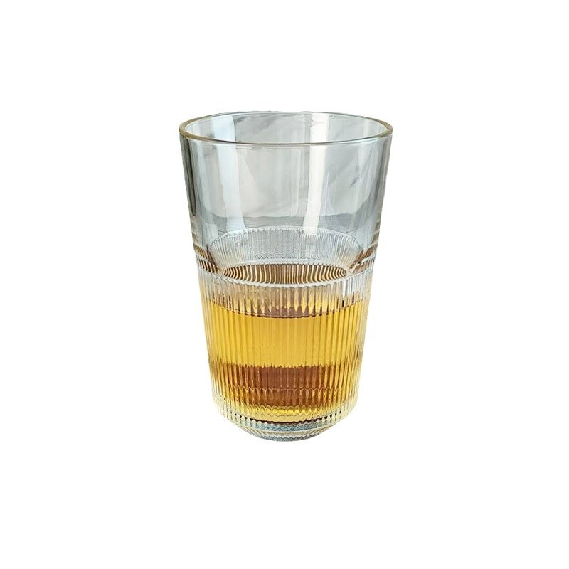 Striped stackable glass water cups, household milk breakfast cups, beverage juice cups, coffee cups, whisky beer cups Item Picture