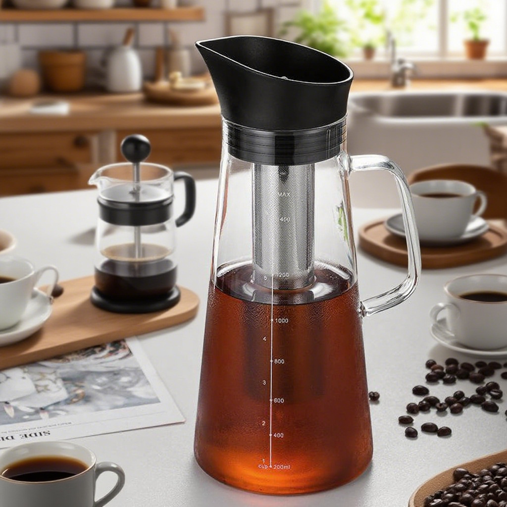 High borosilicate glass cold brew pot, household large-capacity coffee pot, filter extraction teapot, brewing utensils, cold brew bottle details Picture