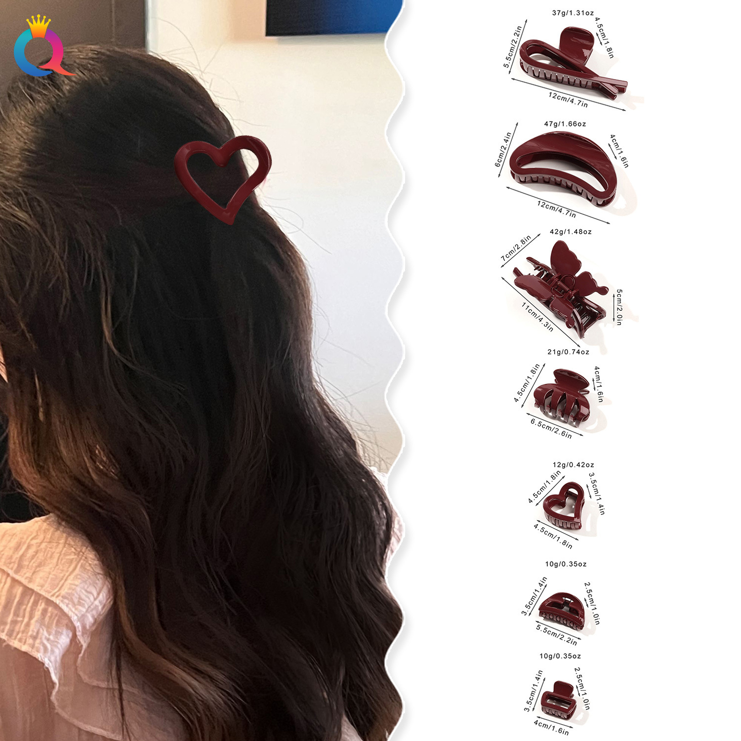 Qiyue PC high-end style hair clips, large ponytail curls, hair grabbers, elegant shark clips, small female hair grabbers, hair accessories wholesale details Picture