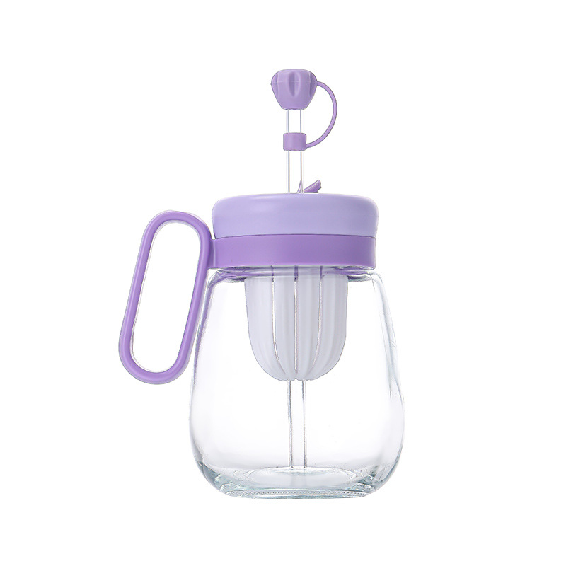 Flower tea cup with handle, high appearance level water cup, girls' flower tea brewing glass cup, subnet red straw cup, mini for delivery Item Picture