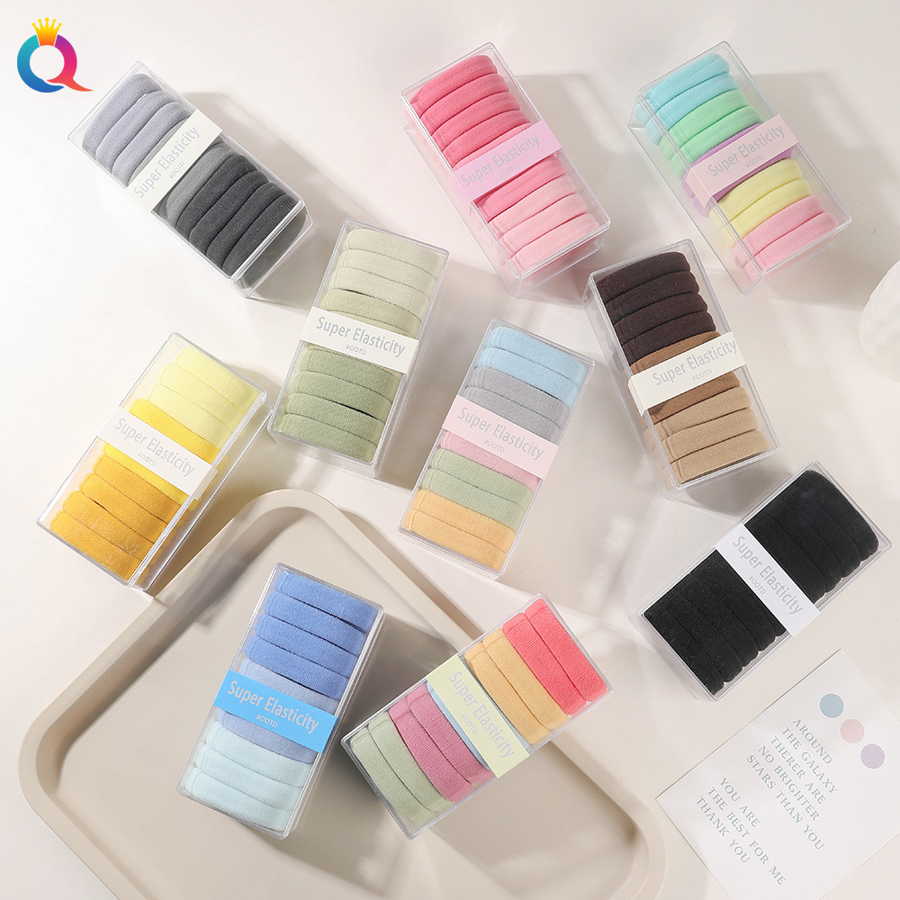 Wholesale of Qiyue high-elasticity towel loops, ponytails, hair ties, colorful box-packed hair ties, hair bands, hair accessories and head accessories details Picture
