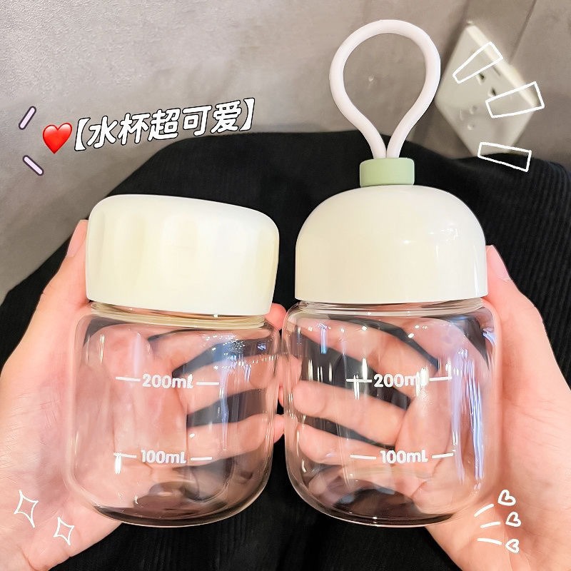 High appearance level mini chubby cup, summer portable glass cup, milk cup, household student water cup, gift cup wholesale Specification drawing