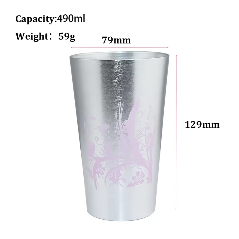 490ML LOGO printable alumina cup, food-grade recyclable aluminum cup, aluminum color-changing beer mug details Picture