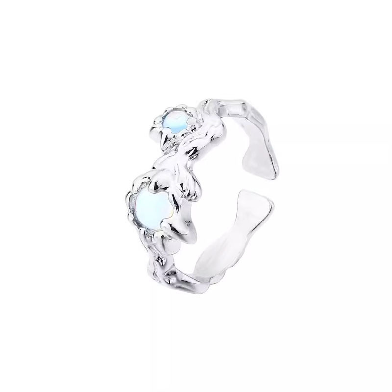 Irregular lava texture moonstone open ring for women, cool and trendy on Instagram, with a cold style and fashionable personality Item Picture
