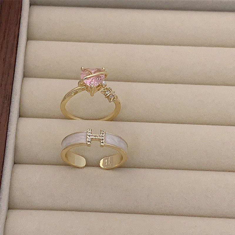 Simple zircon open ring, sweet and cool female style, niche design, fashionable heart star adjustable, personalized ring trend Specification drawing