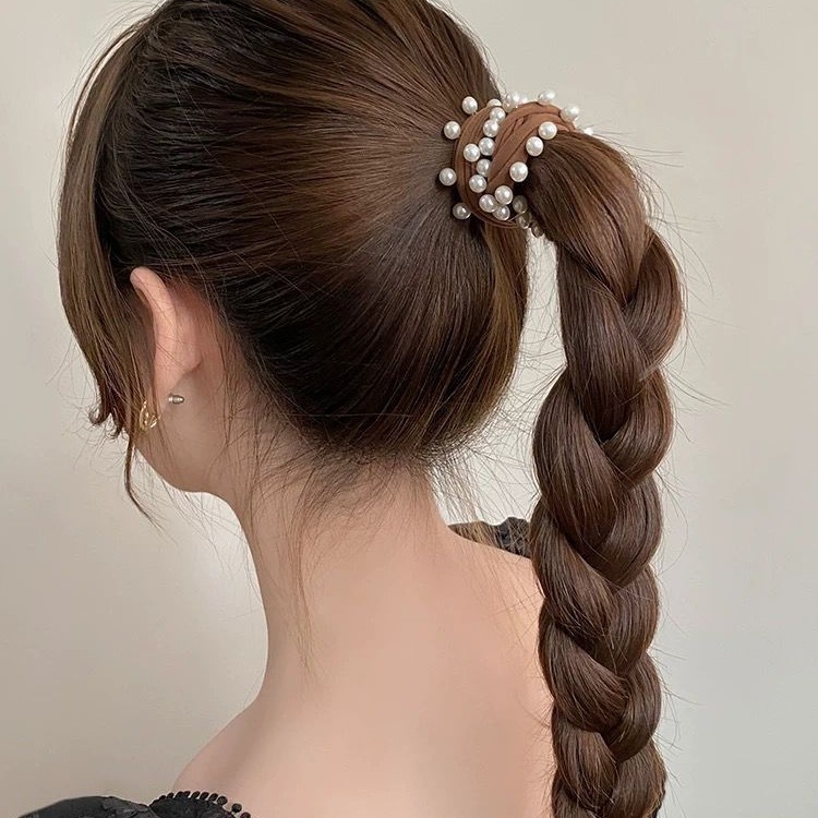 Pearl hair band, high-end Korean style, high ponytail hair tie, high elasticity hair tie band, seamless wrist strap for women Specification drawing