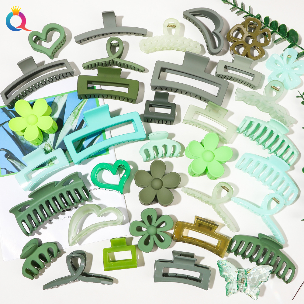 Qiyue Cross-border Green shark hair clip, back of the head, updo hair clamp, high-end style, children's hair accessory wholesale details Picture