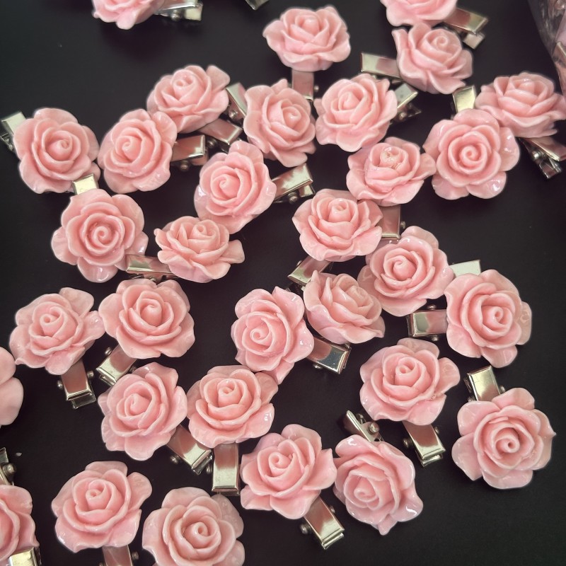 Pink rose hair clips, sweet and girlish ponytail hair accessories, hair clips, headwear, hair clips, braid hair clips, hair clips Specification drawing