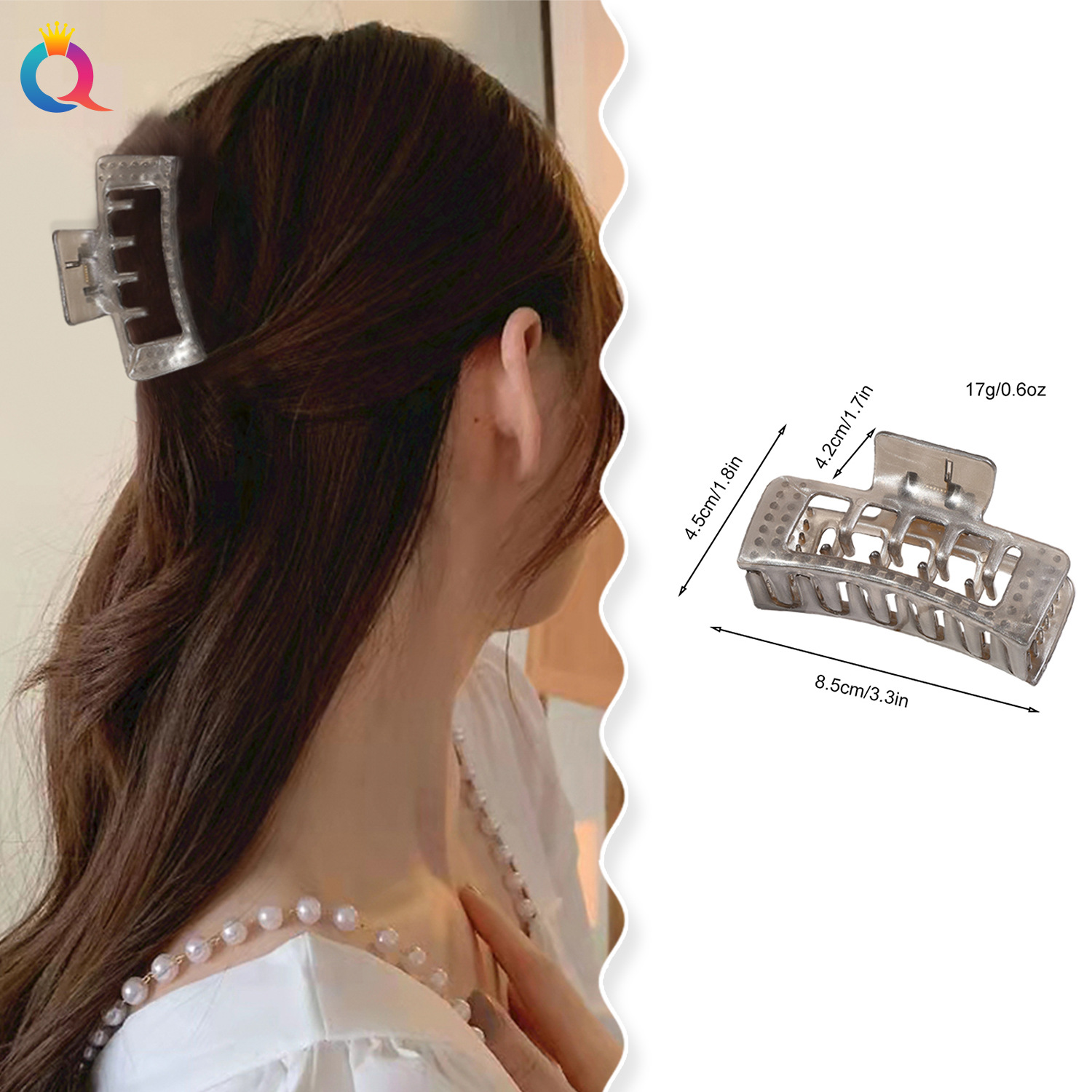 Qiyue Cross-border Korean-style square hair clips, high-end matte large updo hair, shark clip, claw clip hair accessories wholesale details Picture