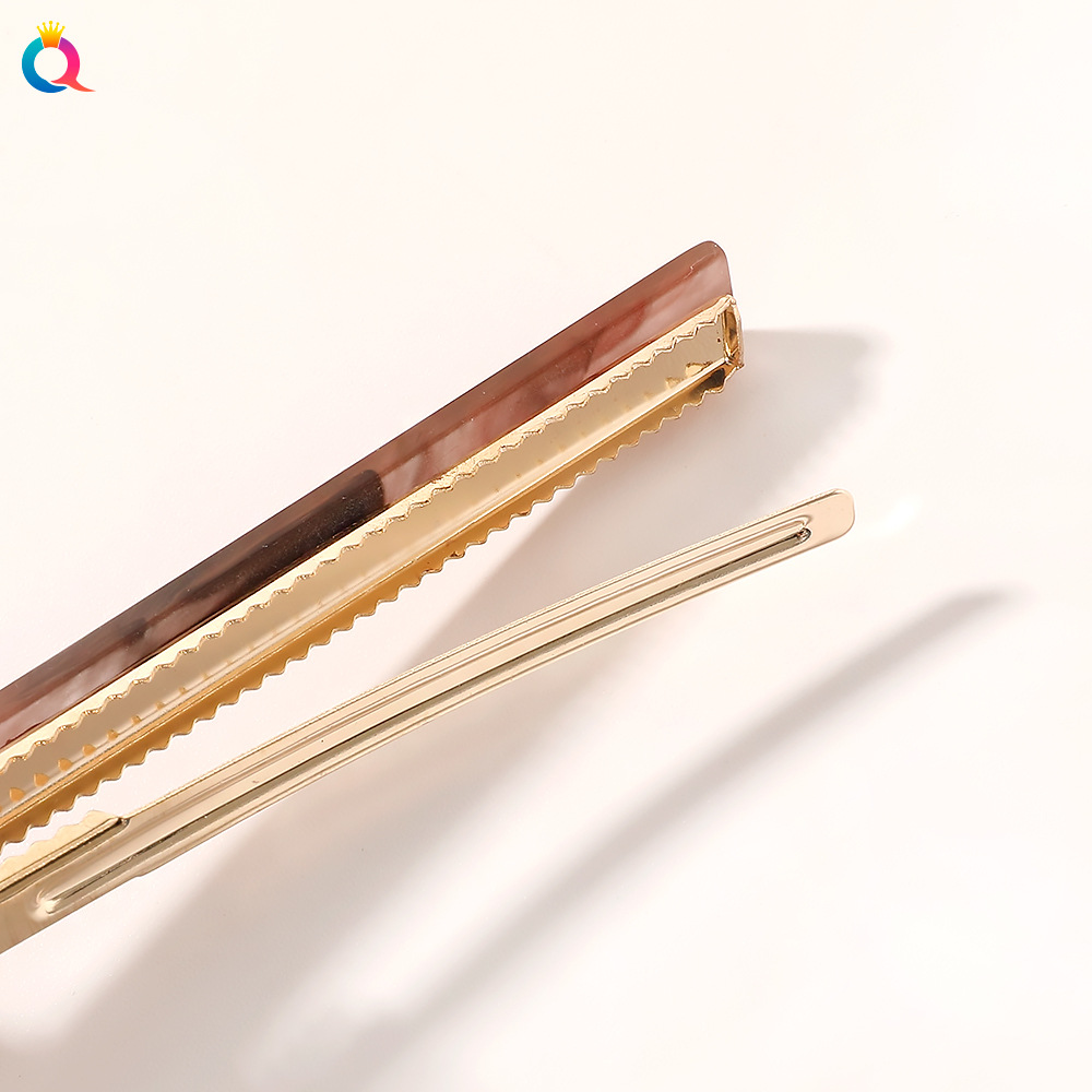 Qiyue Cross-border Korean version new acetic acid hair clips, duckbill clips, cute side clips, straight clips, long clips, hair accessories and head accessories Application Scenario