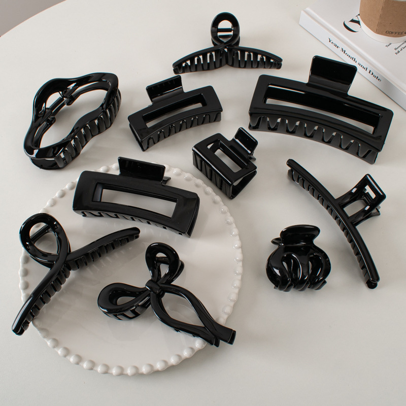 Korean bright black hair clips, large hair volume, back head hair clips, high-end and simple shark clips wholesale full figure